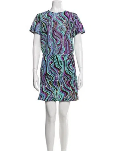 Pre-owned Maje Printed Mini Dress In Blue