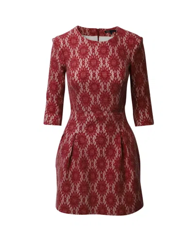 Maje Printed Mini Dress In Floral Red Polyester