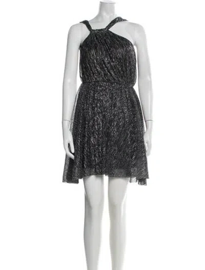 Pre-owned Maje Printed Mini Dress In Metallic/silver