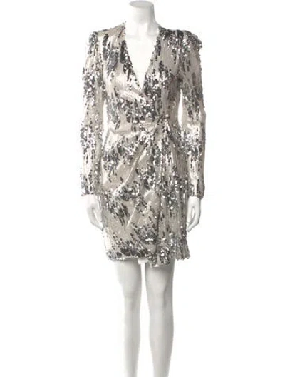 Pre-owned Maje Printed Mini Dress In Neutral