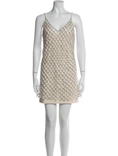 Pre-owned Maje Printed Mini Dress In Neutral