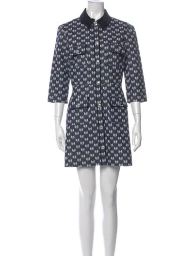 Pre-owned Maje Printed Mini Dress W/ Tags In Blue