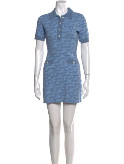 Pre-owned Maje Printed Mini Dress W/ Tags In Blue