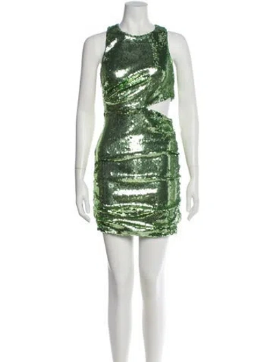 Pre-owned Maje Printed Mini Dress W/ Tags In Green