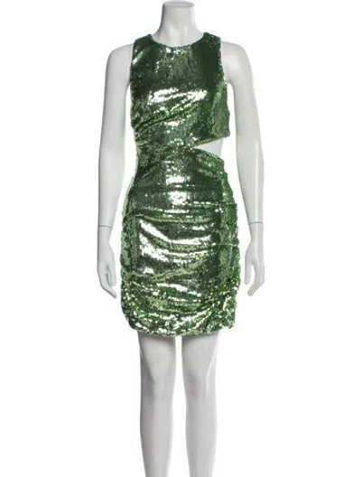 Pre-owned Maje Printed Mini Dress W/ Tags In Green