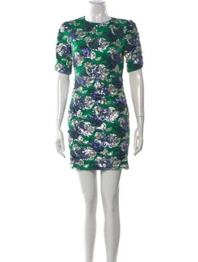 Pre-owned Maje Printed Mini Dress W/ Tags In Green