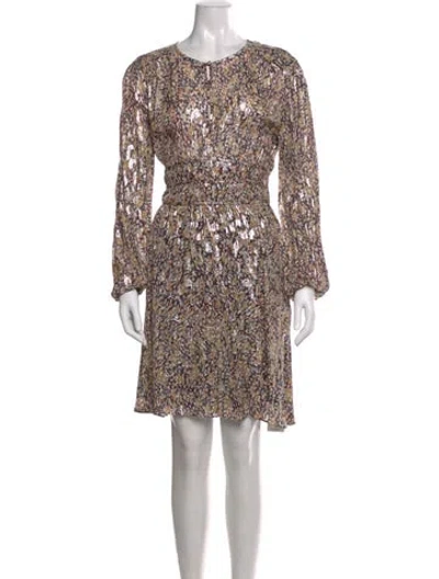 Pre-owned Maje Printed Mini Dress W/ Tags In Neutral