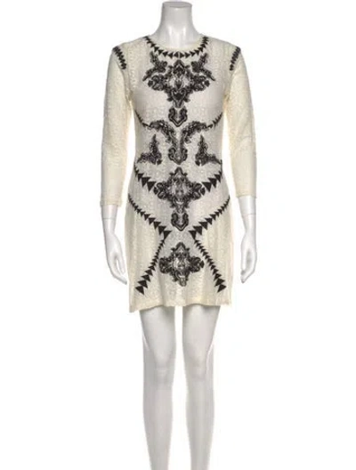 Pre-owned Maje Printed Mini Dress In White