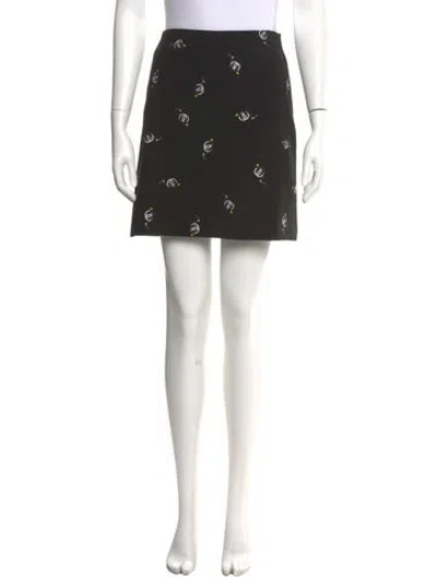 Pre-owned Maje Printed Mini Skirt In Black