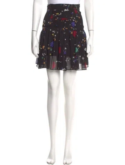 Pre-owned Maje Printed Mini Skirt In Black