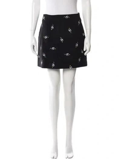 Pre-owned Maje Printed Mini Skirt In Black