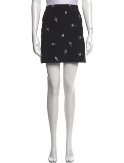 Pre-owned Maje Printed Mini Skirt In Black