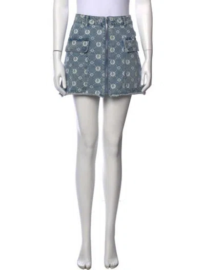 Pre-owned Maje Printed Mini Skirt In Blue