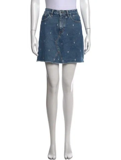 Pre-owned Maje Printed Mini Skirt In Blue