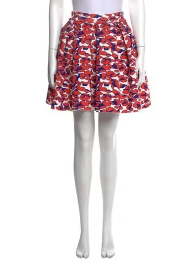 Pre-owned Maje Printed Mini Skirt In Red/white