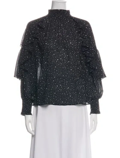 Pre-owned Maje Printed Mock Neck Blouse In Multi