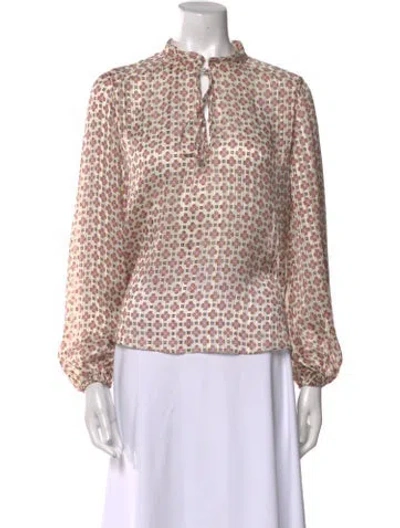 Pre-owned Maje Printed Mock Neck Blouse In Neutral