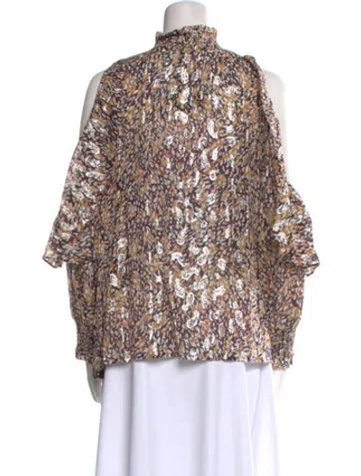 Pre-owned Maje Printed Mock Neck Blouse W/ Tags