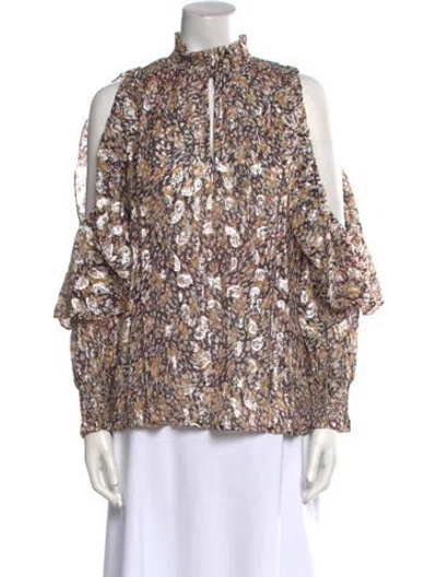 Pre-owned Maje Printed Mock Neck Blouse W/ Tags