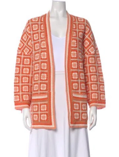 Pre-owned Maje Printed Open Front Sweater In Orange