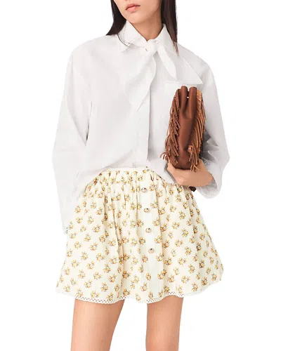 Maje Floral Button A-line Mini Skirt In Neutral