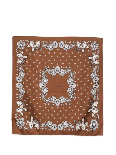 Maje Printed Scarf In Brown