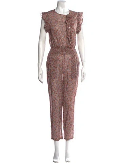 Pre-owned Maje Printed Scoop Neck Jumpsuit In Orange