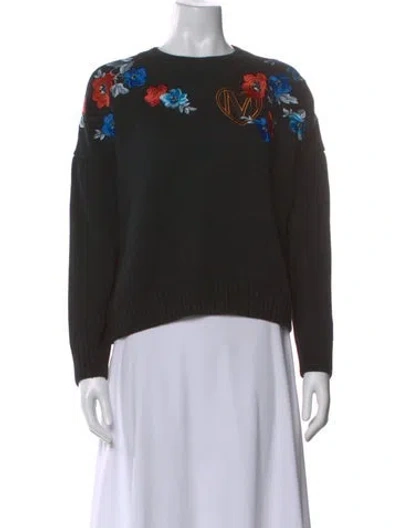 Pre-owned Maje Printed Scoop Neck Sweater In Black