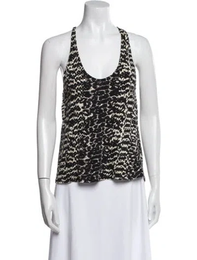 Pre-owned Maje Printed Scoop Neck Top In Black