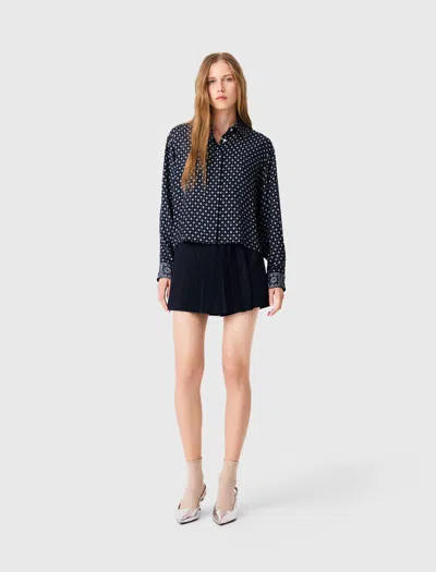 Maje Printed Shirt With Rhinestones In Multi