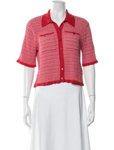 Pre-owned Maje Printed Short Sleeve Polo In Red
