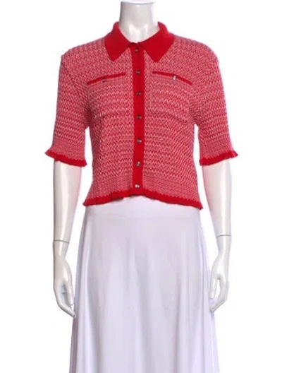 Pre-owned Maje Printed Short Sleeve Polo W/ Tags In Red