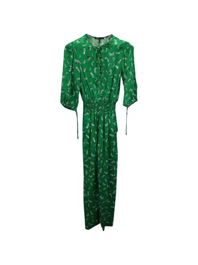Pre-owned Maje Printed Smocked Jumpsuit In Green