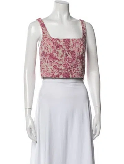 Pre-owned Maje Printed Square Neckline Crop Top In Black