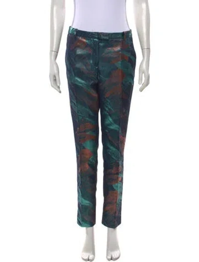Pre-owned Maje Printed Straight Leg Pants In Blue/metallic