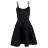 Maje Printed Strap Mini Sleeveless Flared Skirt In Black Polyester In Black