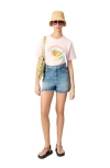 Maje Cotton Tropical Print T-shirt In Pale Pink