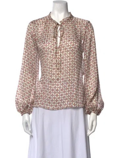 Pre-owned Maje Printed Tie Neck Blouse In Neutrals