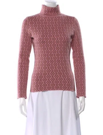 Pre-owned Maje Printed Turtleneck Sweater In Pink