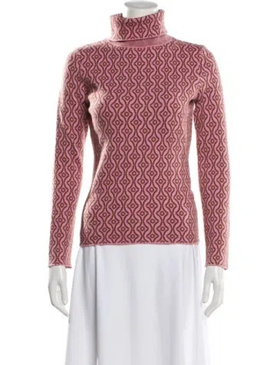Pre-owned Maje Printed Turtleneck Sweater In Pink