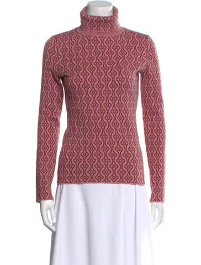 Pre-owned Maje Printed Turtleneck Sweatshirt In Pink