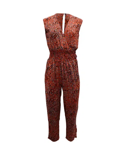 Maje Printed V-neck Jumpsuit In Red Viscose