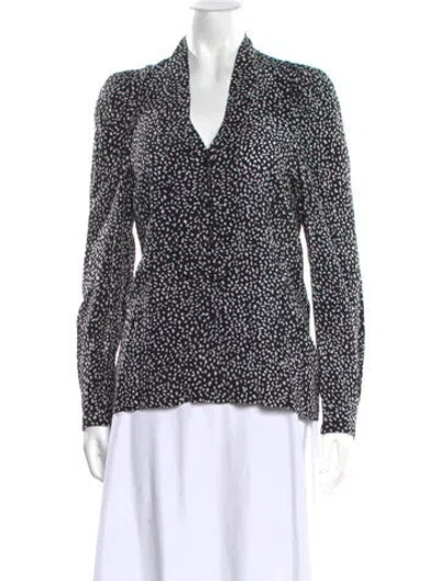 Pre-owned Maje Printed V-neck Blouse In Black