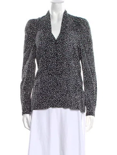 Pre-owned Maje Printed V-neck Blouse In Black