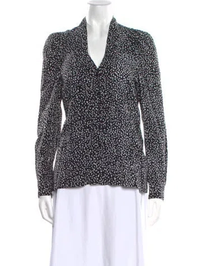 Pre-owned Maje Printed V-neck Blouse In Black