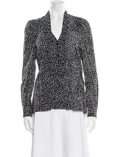 Pre-owned Maje Printed V-neck Blouse In Black
