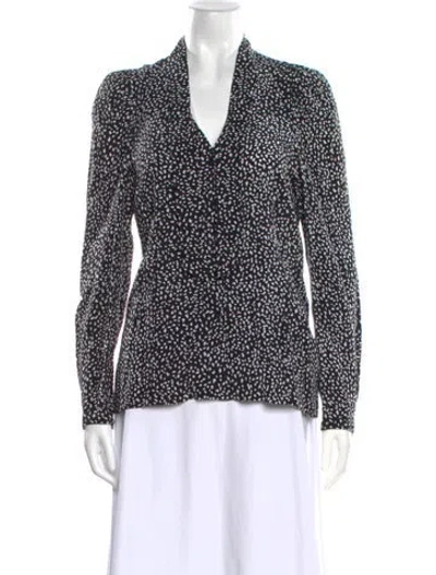 Pre-owned Maje Printed V-neck Blouse In Black
