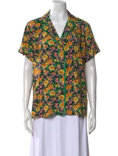 Pre-owned Maje Printed V-neck Blouse In Black