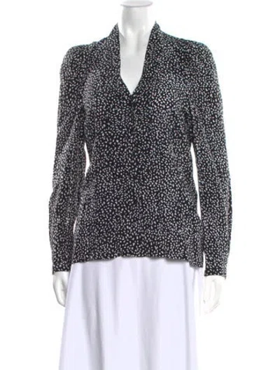 Pre-owned Maje Printed V-neck Blouse In Black