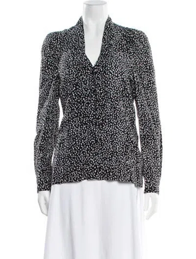 Pre-owned Maje Printed V-neck Blouse In Black